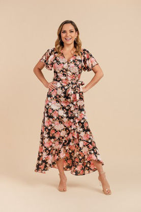 Imagen de Vestido  Satin Cruzado Floral                                                          (Exclusivo Pagina)