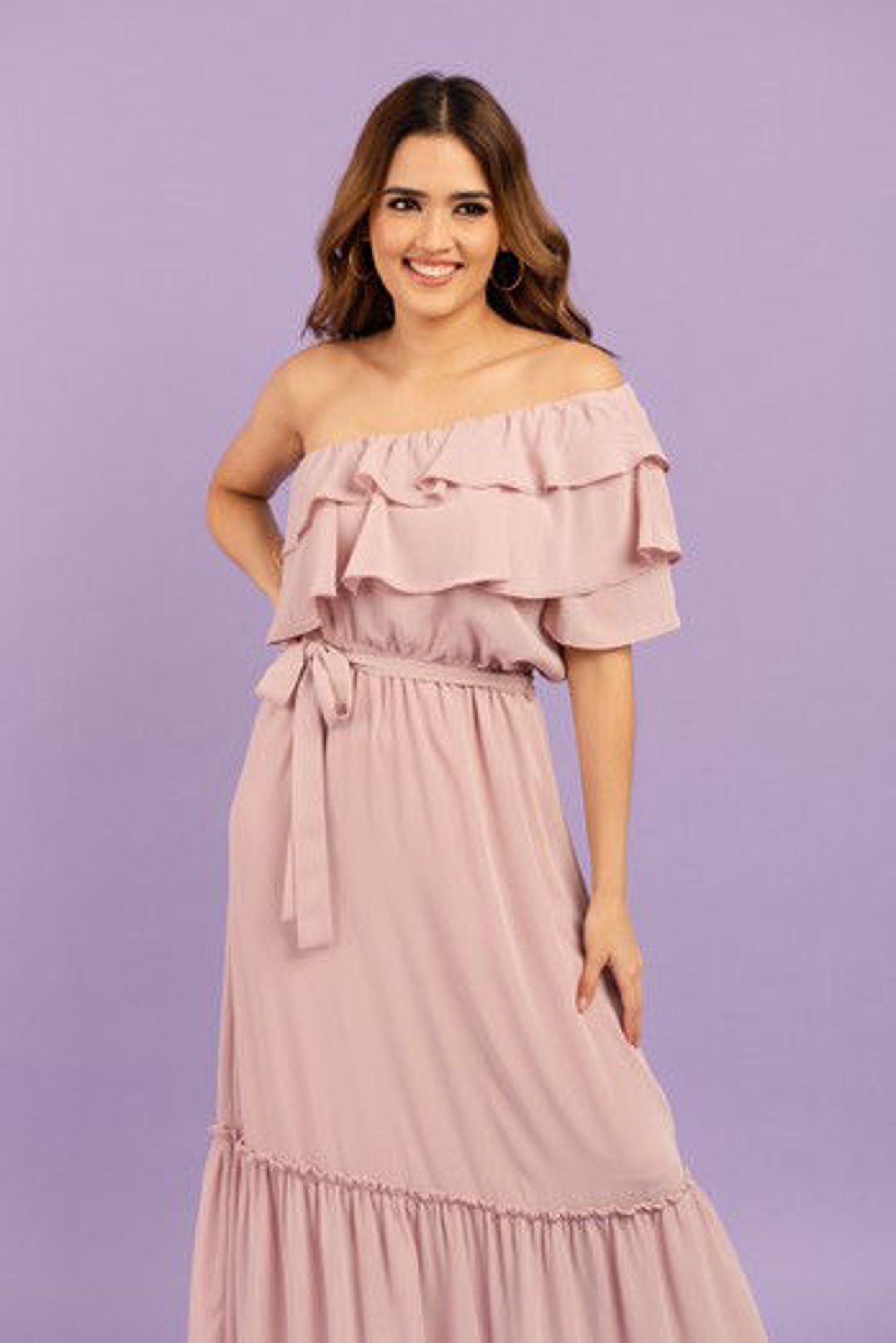 Imagen de Vestido un Hombro Largo Seda                                                (Exclusivo Pagina)