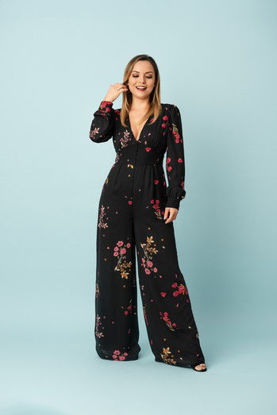 Imagen de Jumpsuit Manga Larga Floral Cuello V                                                          (Exclusivo Pagina)