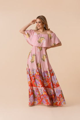 Imagen de Vestido Off Shoulder Estampado Largo                                          (Exclusivo Pagina)