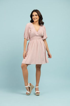 Imagen de Vestido Cuello V , Manga Corta                                                         (Exclusivo Pagina)