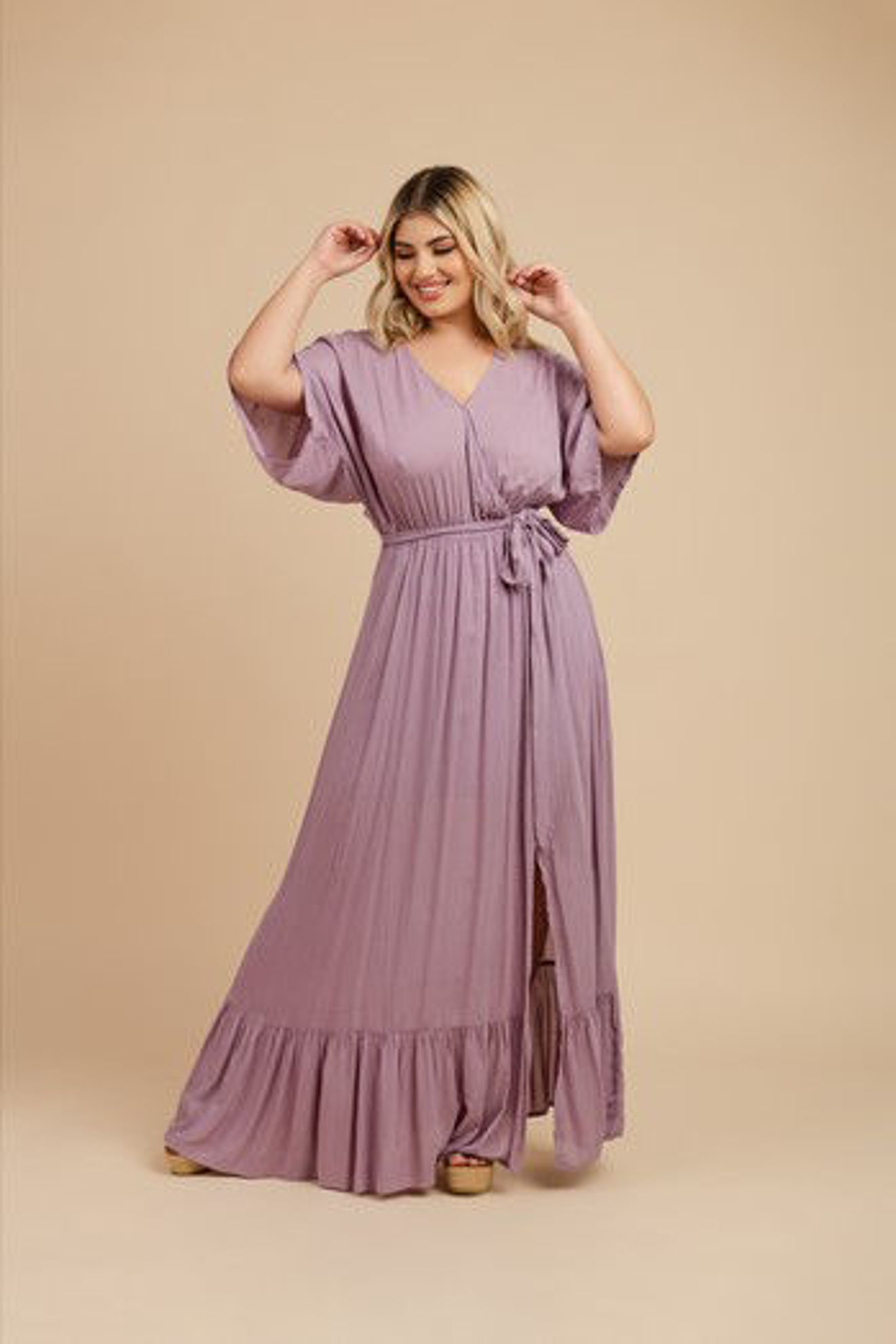 Imagen de Vestido Largo Cuello V                                             (Exclusivo Pagina)