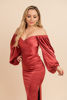 Imagen de Vestido Satin Off Shoulder Manga Larga (Exclusivo Página)