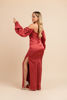Imagen de Vestido Satin Off Shoulder Manga Larga (Exclusivo Página)