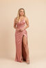 Imagen de Vestido  Satin Cuello Bobo, Abertura Falda                                              (Exclusivo de Pagina)