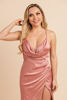 Imagen de Vestido  Satin Cuello Bobo, Abertura Falda                                              (Exclusivo de Pagina)