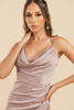 Imagen de Vestido  Satin Cuello Bobo, Abertura Falda                                              (Exclusivo de Pagina)