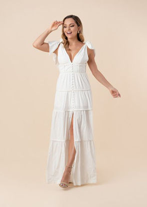 Imagen de Maxi Dress Detalle Hombros, Botones Frente                                         (Exclusivo Pagina)
