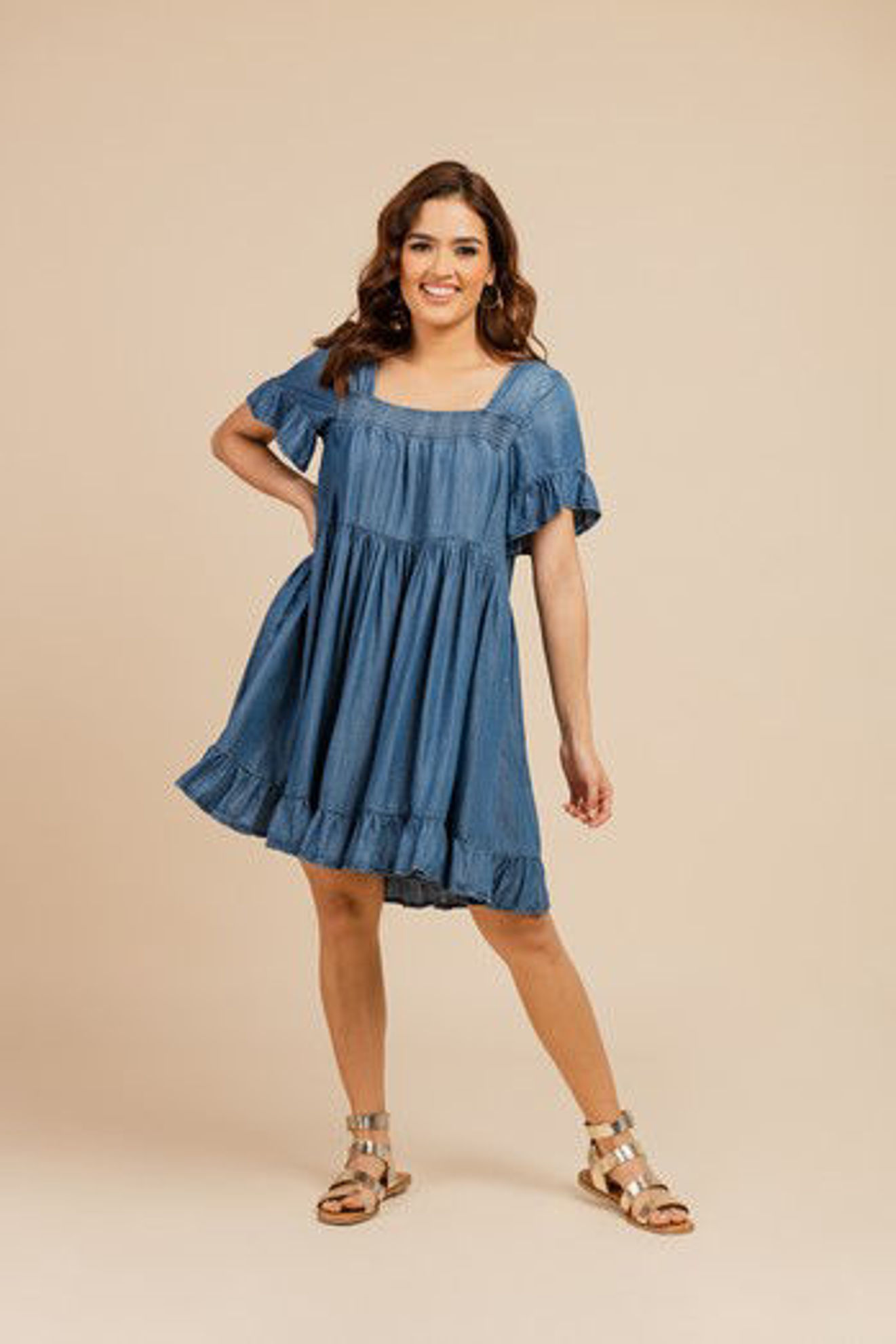 Imagen de Vestido Denim Cuello Cuadrado                                    (Exclusivo Pagina)