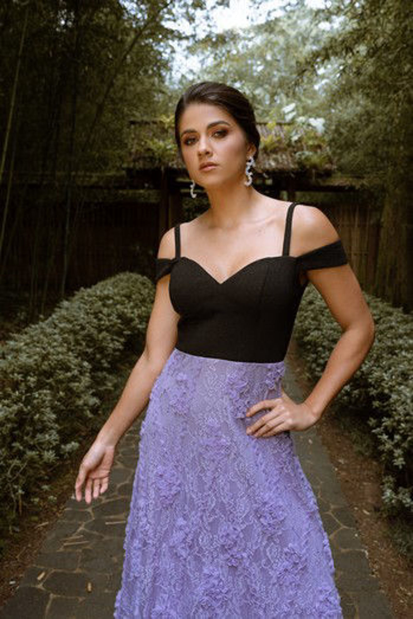 Imagen de Maxi Dress Off Shoulder, Lavanda Encaje (Exclusivo Página)