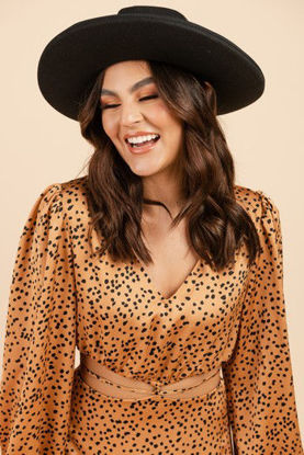 Imagen de Vestido Satin Animal Print Manga Larga                                           (Exclusivo Pagina)