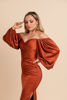 Imagen de Vestido Satin Off Shoulder Manga Larga (Exclusivo Página)
