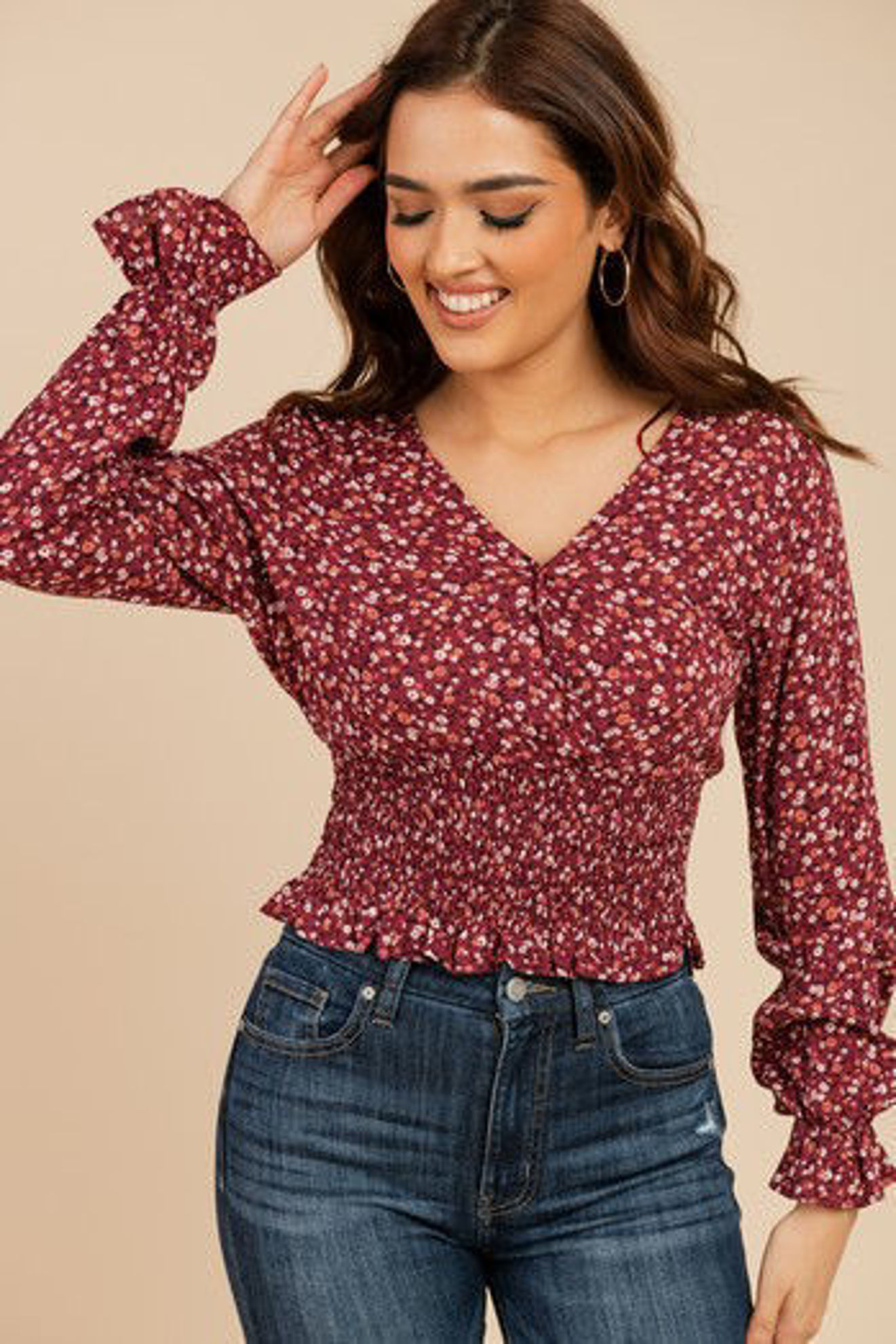 Imagen de Blusa Print Florecitas Manga Larga Rayon       (Exclusiva pagina)