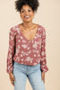 Imagen de Blusa Estampada Cuello V Manga Larga (Rayon)       (Exclusiva Pagina)