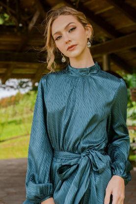 Imagen de Vestido Manga Larga Cuello Alto, En Satin        (Exclusivo Pagina)