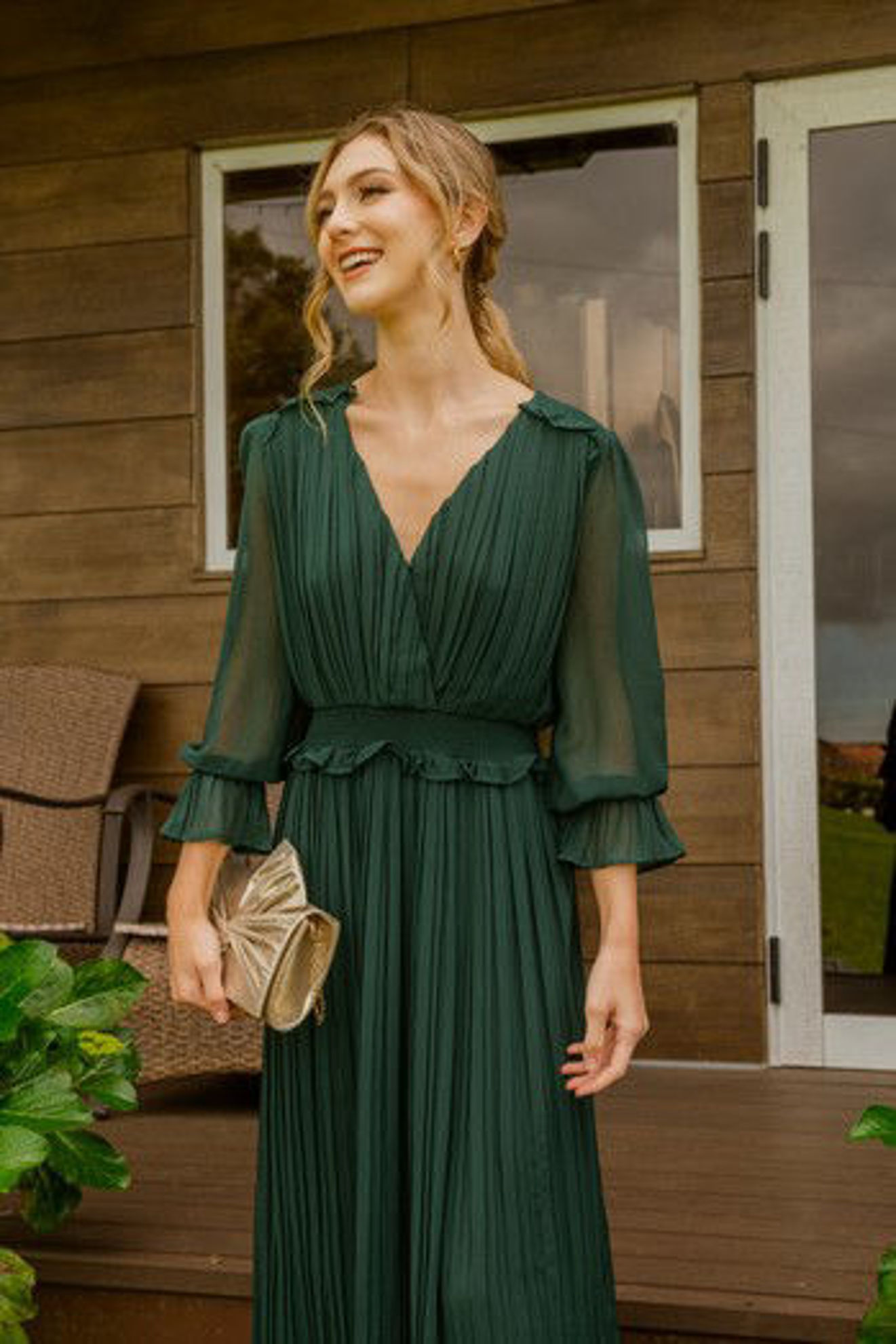 Imagen de Vestido Cuello V Manga 3/4          (Exclusivo Pagina)
