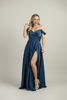 Imagen de Maxi Dress Off Shoulder Satin Abertura Falda