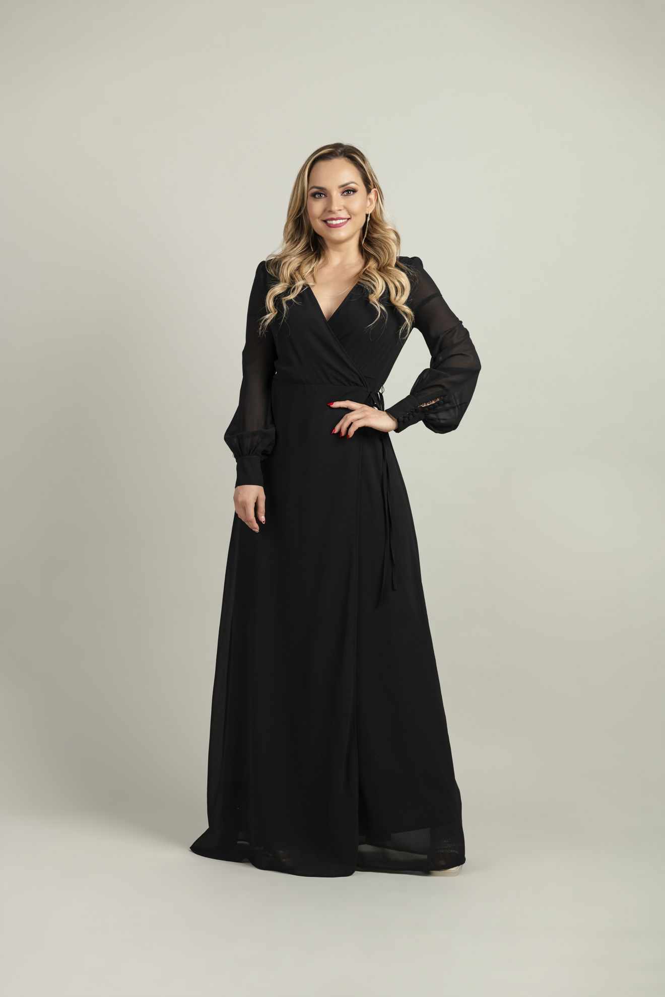 Imagen de Vestido Manga Larga Cruzado