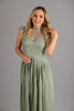 Imagen de Vestido Cuello Alto, Blusa Encaje, Falda Plisada