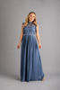 Imagen de Vestido Cuello Alto, Blusa Encaje, Falda Plisada