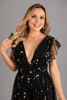 Imagen de Maxi Dress Tull Brillo Cuello V Profundo.  (Exclusivo  Pagina)