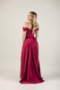 Imagen de Maxi Dress Off Shoulder Satin Abertura Falda