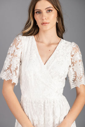 Imagen de Vestido Cuello V Encaje     (Exclusivo Pagina)