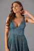Imagen de Vestido Blusa Piedreria, Falda Brillo