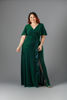 Imagen de Maxi Dress Brillo, Cuello V, detalle Vuelo En Falda