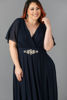 Imagen de Vestido Cuello V manga Corta Accesorio Plateado Plus