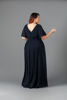 Imagen de Vestido Cuello V manga Corta Accesorio Plateado Plus