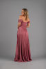 Imagen de Maxi Dress Off Shoulder Satin Abertura Falda