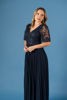 Imagen de Maxi Dress Cuello V Blusa Encaje, Falda Plisada