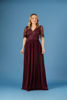 Imagen de Maxi Dress Cuello V Blusa Encaje, Falda Plisada