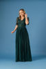 Imagen de Maxi Dress Cuello V Blusa Encaje, Falda Plisada