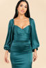Imagen de Vestido Satin Off Shoulder Manga Larga (Exclusivo Página)