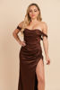 Imagen de Maxi Dress Satin Off Shoulder Abertura Falda                                           (Exclusivo Pagina)