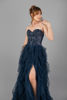 Imagen de Maxi Dress Tull Straple Top Abalorios, Falda Vuelos