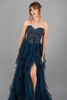 Imagen de Maxi Dress Tull Straple Top Abalorios, Falda Vuelos