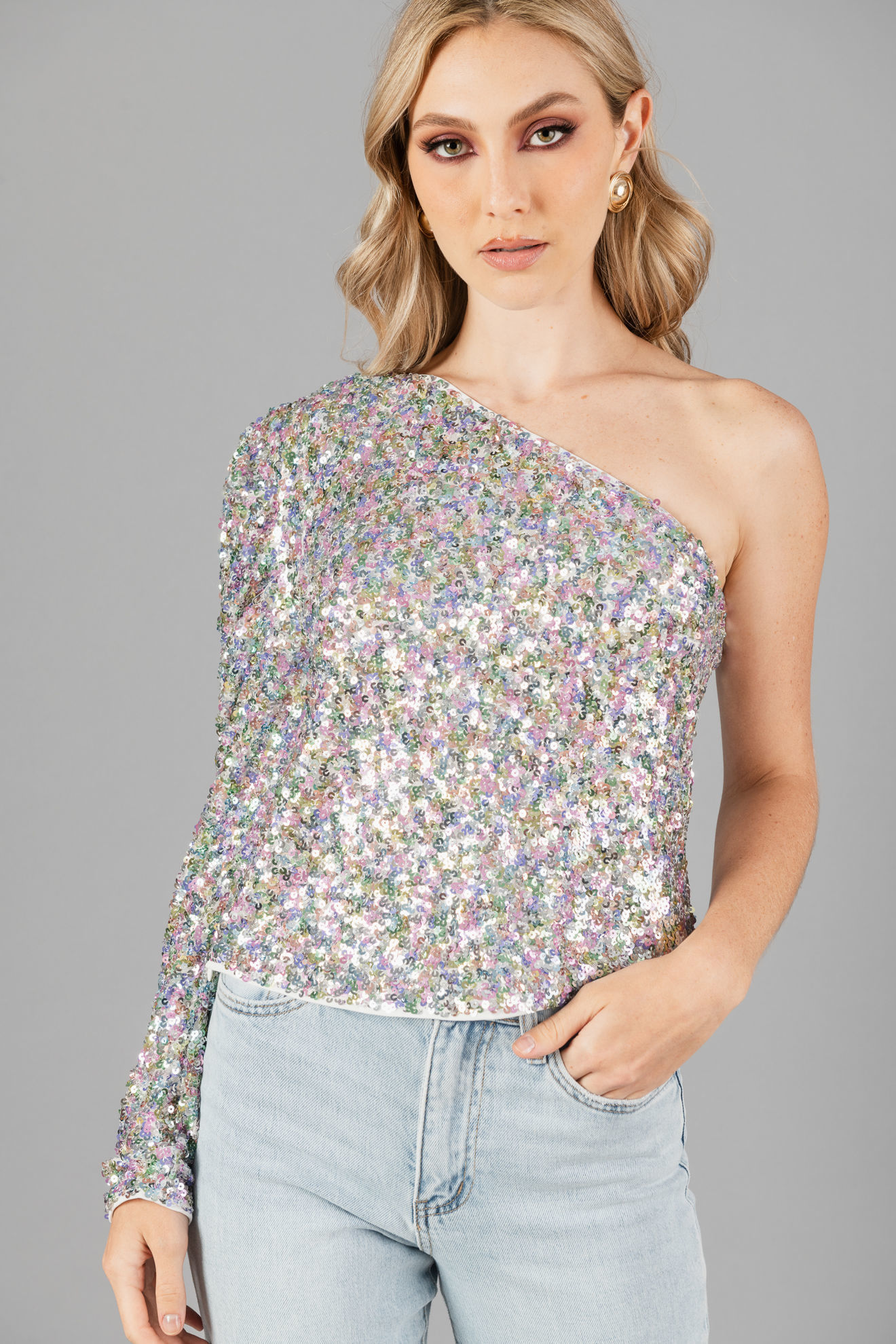 Imagen de Blusa Lentejuelas Un Hombro       (Exclusivo Pagina)