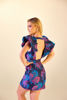 Imagen de Vestido Estampado Vuelo Mangas Escote Profundo, Tela Jacquard