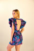 Imagen de Vestido Estampado Vuelo Mangas Escote Profundo, Tela Jacquard