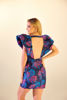 Imagen de Vestido Estampado Vuelo Mangas Escote Profundo, Tela Jacquard