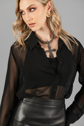 Imagen de Blusa Camisera Manga Larga Trasparente   (Exclusiva Pagina)