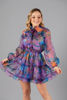 Imagen de Vestido Organza Estampado, Lazo Cuello