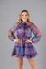 Imagen de Vestido Organza Estampado, Lazo Cuello