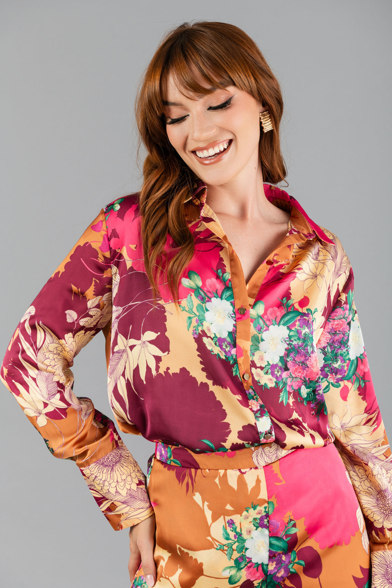Imagen de Set Pantalon Satin,  Camisa Estampados    ( Exclusivo Pagina)