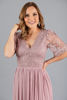 Imagen de Maxi Dress Cuello V Blusa Encaje, Falda Plisada    ( Exclusivo Pagina)