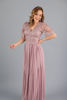 Imagen de Maxi Dress Cuello V Blusa Encaje, Falda Plisada