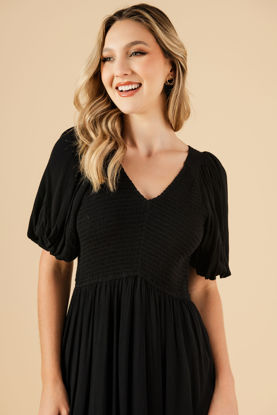 Imagen de Vestido Rayon Nido De Abeja Cuello V (Exclusivo Pagina )